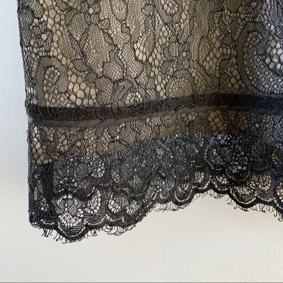 Anthropologie Dress Silk Lace A Line Knee Length Sleeveless V Neck Size 4 Black - Picture 5 of 12